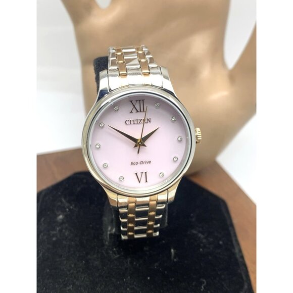 Citizen Women's Watch EM0897-51Y Eco Drive Mother of Pearl Dial Two Tone Steel - Picture 13 of 14